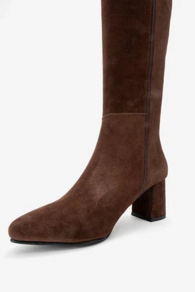 Forever & Always Shoes Sejas Leather Block Heel Knee-high Boot In Brown