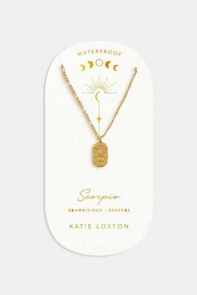 Katie Loxton 'scorpio' Waterproof Gold Zodiac Necklace In Brown