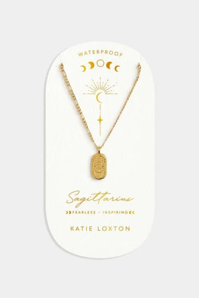 Katie Loxton 'sagittarius' Waterproof Gold Zodiac Necklace In Blue