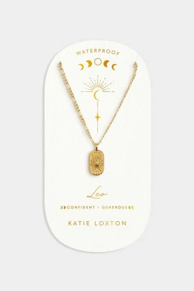 Katie Loxton 'leo' Waterproof Gold Zodiac Necklace In Brown