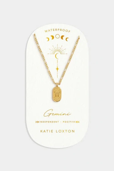 Katie Loxton 'gemini' Waterproof Gold Zodiac Necklace In Brown