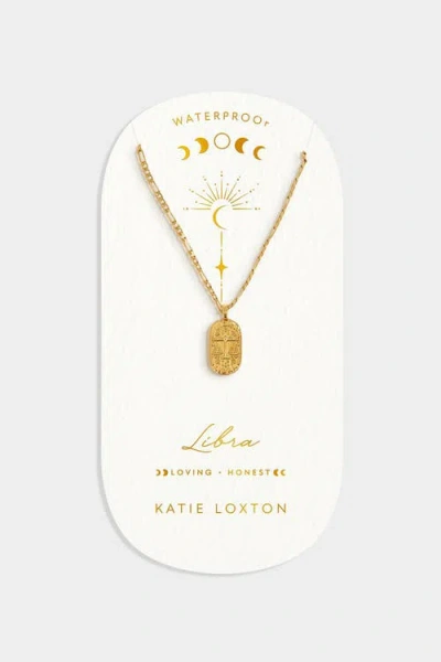 Katie Loxton 'libra' Waterproof Gold Zodiac Necklace In Blue