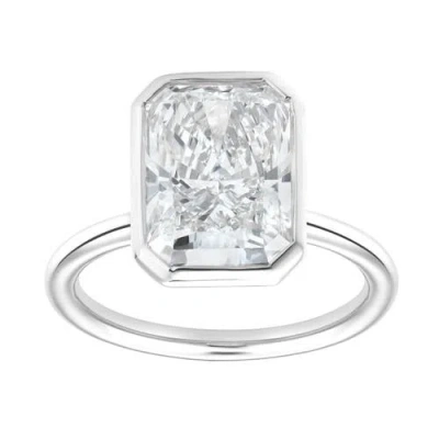 Luvmyjewelry Sophie 14k Gold Radiant Bezel Lab Grown Diamond Solitaire Engagement Ring In Silver
