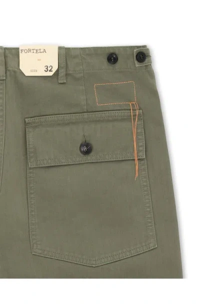 Fortela Newfatigue Herringbone Cotton Fatigue Trousers In Green
