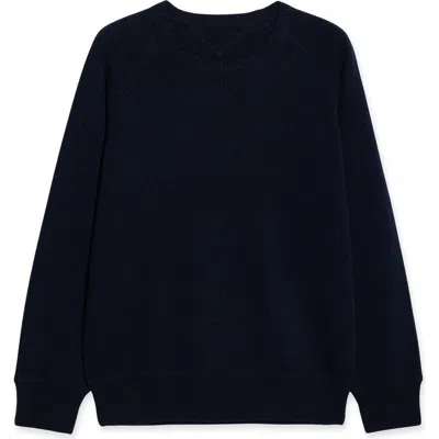 Fortela Harvard Wool Crewneck Sweater With Raglan Sleeve In Blue