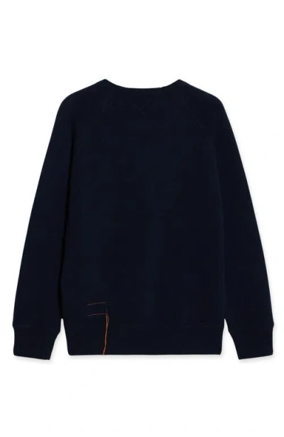 Fortela Harvard Wool Crewneck Sweater With Raglan Sleeve In Blue