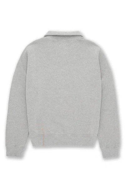 Fortela Yale Fleece Jersey Quarter Zip Collared Sweatshirt In Gray