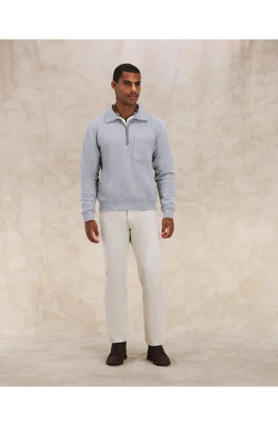 Fortela Yale Fleece Jersey Quarter Zip Collared Sweatshirt In Gray