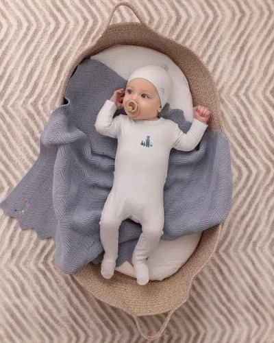 Minimoi Herringbone Knit Cotton Blanket With Carry Pouch In Multi