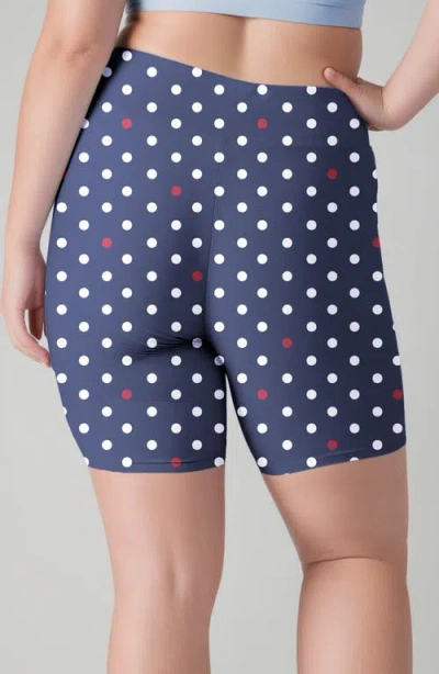 Calypsa Plus Size Mid-thigh Swim Shorts In Blue