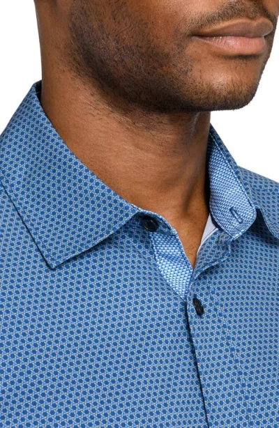 Construct Hexagon Geo Woven Long Sleeve Basic In Blue