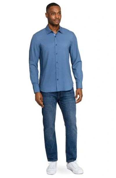 Construct Hexagon Geo Woven Long Sleeve Basic In Blue