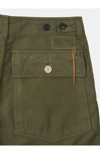 Fortela Jerryt Herringbone Cotton Fatigue Trousers In Green