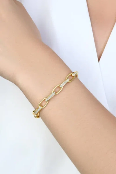 Mint & Lily Interlinked Diamond Paperclip Bracelet In Gold