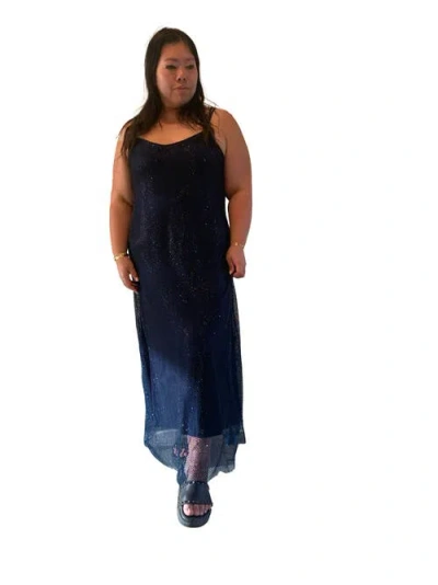 Baacal The Crystal Stone Mesh Dress In Blue