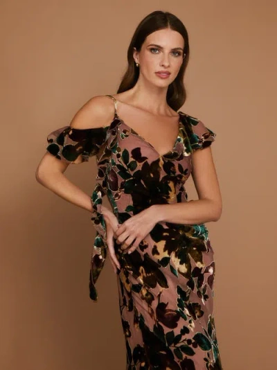 Six Stories Floral Devore Strappy Dress In Multi