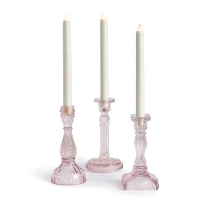 Napa Home & Garden Estella Taper Holders Large Set Of 3 In Pink