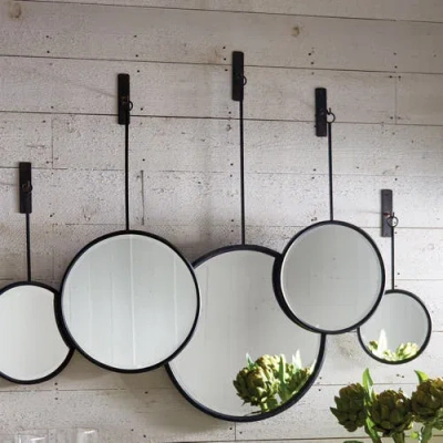 Napa Home & Garden Maison Noir Pendulum Mirrors Set Of 5 In Black