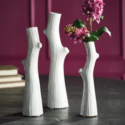 Napa Home & Garden Woodland Tall Vases Set Of 3 In White