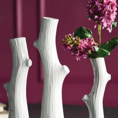 Napa Home & Garden Woodland Tall Vases Set Of 3 In White