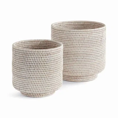 Napa Home & Garden Burma Rattan Cachepots Large Set Of 2 In Neutral