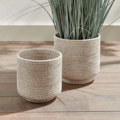 Napa Home & Garden Burma Rattan Cachepots Large Set Of 2 In Neutral