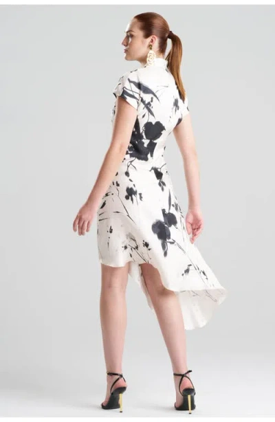 Natori Nara Silk Twill Asymmetric Pleated Dress In Multi