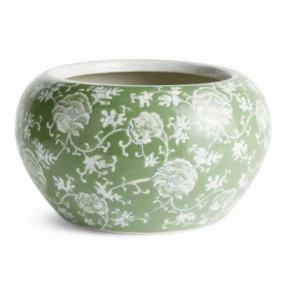 Napa Home & Garden Green & White Chinoiserie Large Imperial Lotus Planter In Green