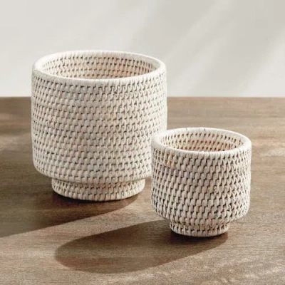 Napa Home & Garden Burma Rattan Cachepots Small Set Of 2 In Neutral
