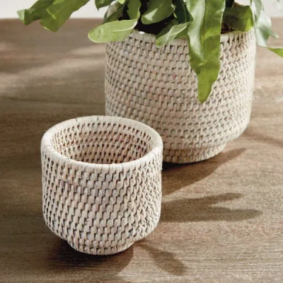Napa Home & Garden Burma Rattan Cachepots Small Set Of 2 In Neutral