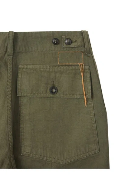 Fortela Jimt Herringbone Cotton Fatigue Shorts In Green