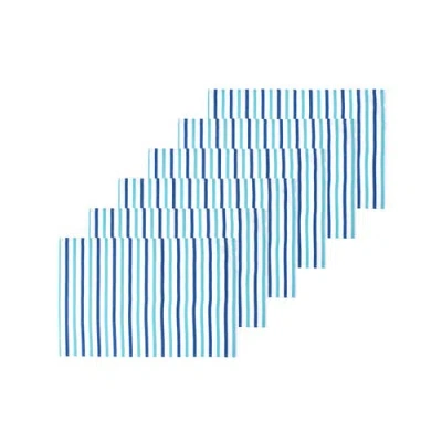 C & F Home C&f Home Lakeview Blue Stripe Set Of 6 Placemats 13" X 19" In Multi