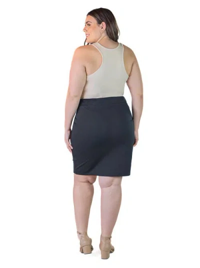 24seven Comfort Apparel Elastic Waist Knee Length Pencil Skirt In Black