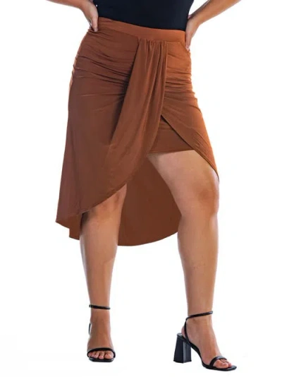 24seven Comfort Apparel Women's Knee Length Skirt In Brown