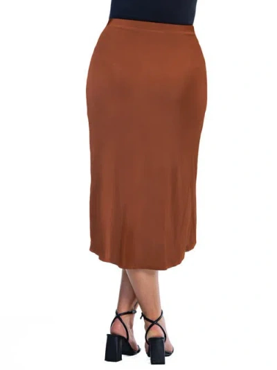 24seven Comfort Apparel Women's Knee Length Skirt In Brown
