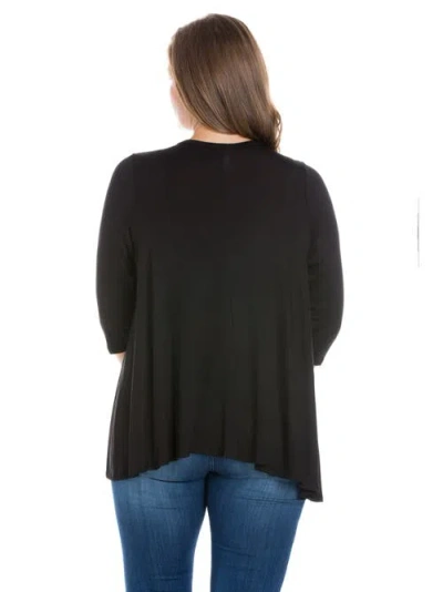 24seven Comfort Apparel Womens Elbow Sleeve Open Front Plus Cardigan In Black
