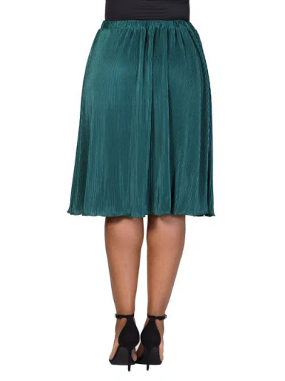 24seven Comfort Apparel Women's Elegant Pleated Elastic Waist Party Midi Skirt In Green