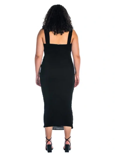 24seven Comfort Apparel Women's Halter Neck Ruched Bodycon Mid Dress In Black