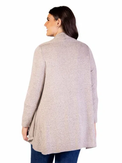 24seven Comfort Apparel Plus Size Open Front Long Sleeve Cardigan Sweater In Neutral