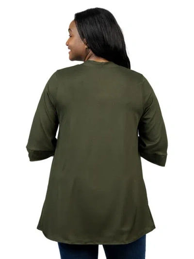 24seven Comfort Apparel Plus Size Elbow Length Open Front Cardigan Sweater In Multi