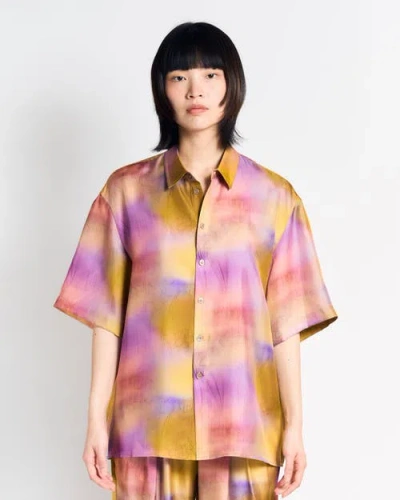 Lost Pattern Nyc "brooklyn" Oversized Silk Hawaii Shirt In Multi