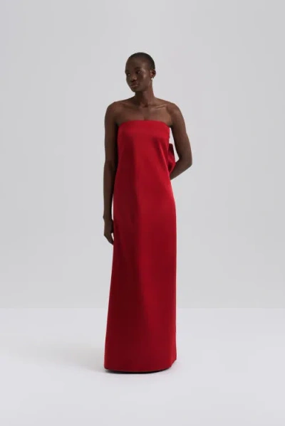 Malina Elmina Bow Detailed Maxi Dress In Red