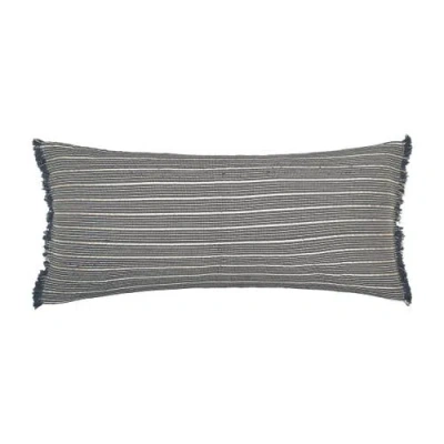 Elisabeth York Idora Hand-woven Cotton Decorative Throw Pillow With Fringe Edges In Gray