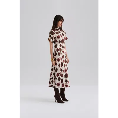 Malina Alivia Short Sleeve Satin Midi Dress In Multi
