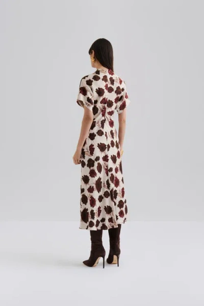 Malina Alivia Short Sleeve Satin Midi Dress In Multi