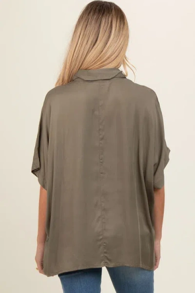 Pinkblush Dolman Sleeve Button Down Blouse In Gray