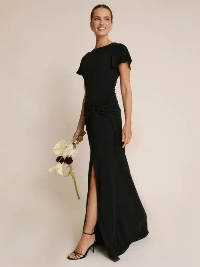 Six Stories Knot Panel Flutter Sleeve Maxi Dress In Black