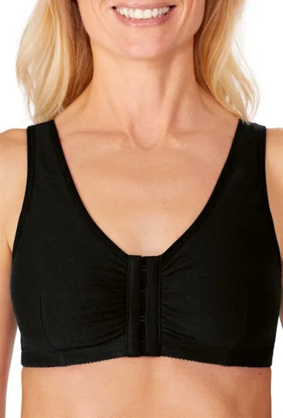 Amoena Frances Wire-free Front Closure Bra In Black