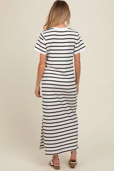 Pinkblush Striped Side Slit Maxi Dress In White