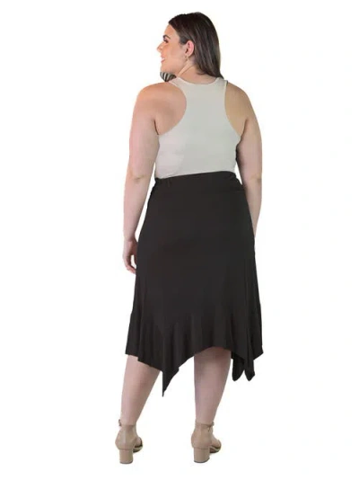 24seven Comfort Apparel Knee Length Elastic Waist Skirt In Black